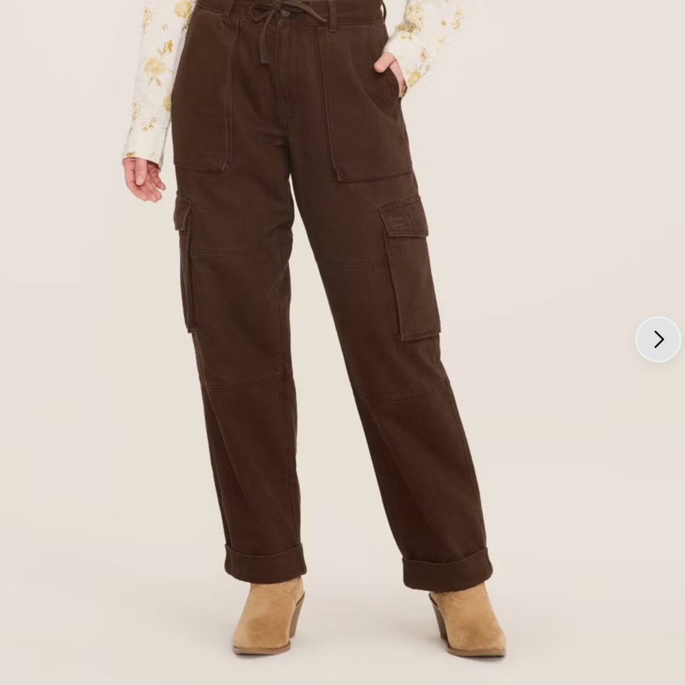Woolrich Dark Brown Mid-Rise Straight Leg Slouchy Cargo Pants